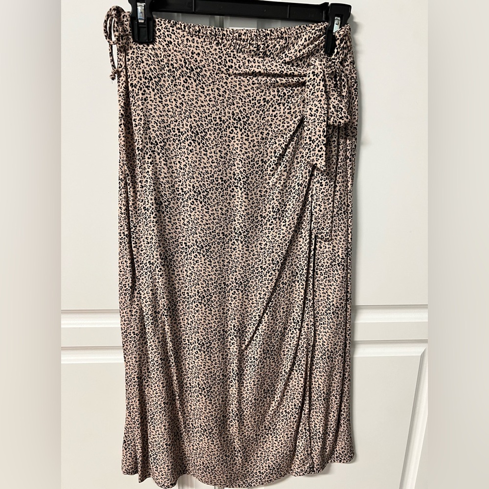 Leopard Print Wrap Skirt mid calf length